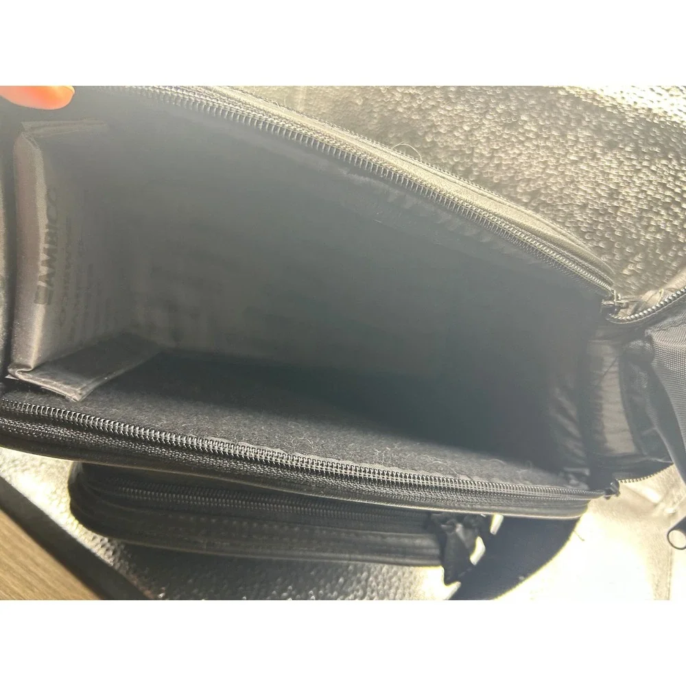 Ambico Black Faux Leather Camera‎ Bag Padded Shoulder Strap Multi-Pocket Vintage
